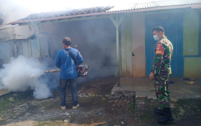 
					Babinsa Koramil 06/Tersono Bersama Tim Kesehatan Laksanakan Fogging di Harjowinangun Barat