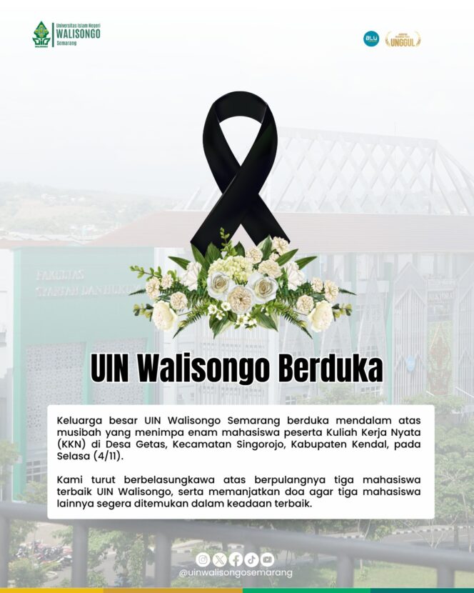 
					UIN Walisongo Berduka, Enam Mahasiswa KKN Hanyut di Sungai Singorojo Kendal
