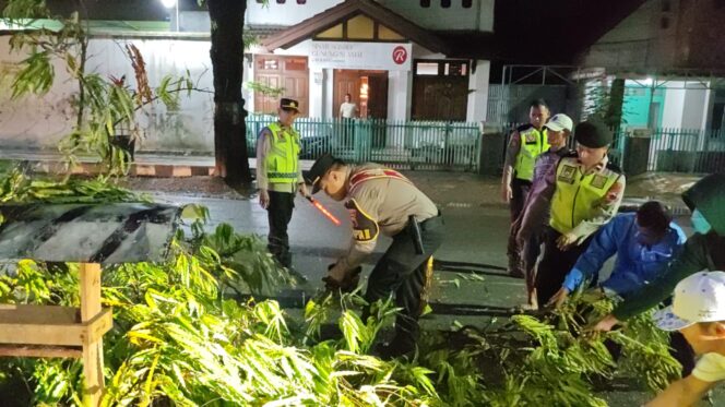 
					Pamapta Polres Tegal Sigap Tangani Pohon Tumbang di Desa Kagok
