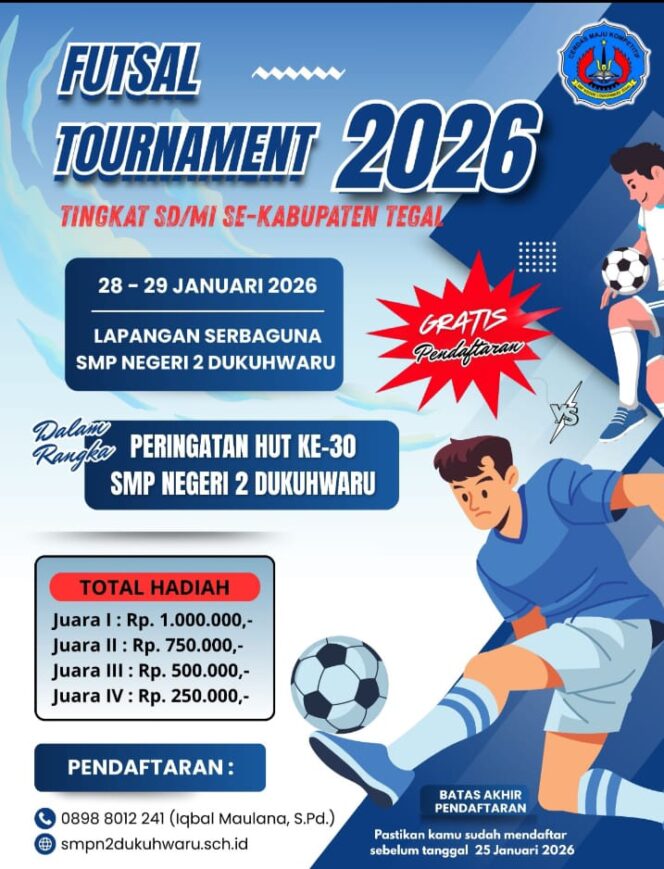
					SMPN 2 Dukuhwaru Gelar Turnamen Futsal 2026, Umi Chasanah: Ajang Silaturahmi dan Pembinaan Atlet Muda