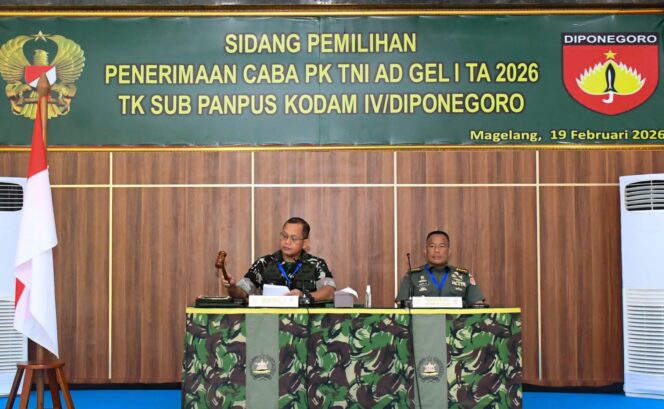 
					Pangdam IV/Diponegoro Pimpin Sidang Sub Panpus Penerimaan Caba PK TNI AD Gel. I TA 2026