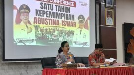 Wali Kota Semarang, Agustina Wilujeng saat pembukaan acara satu tahun kepemimpinannya | foto: Wahyu Hamijaya