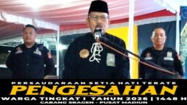 Acara pengesahan calon warga baru tingkat I SH Terate Cabang Sragen dihadiri oleh Ketua Dewan Pusat Madiun Kangmas H, Issoebijantoro. foto istimewa Sriyadi/kabarjateng.id
